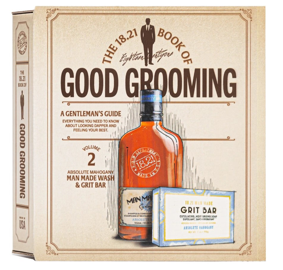 1821 Man Made Faux Book Gifts & Kits Set Vol 2. Man Made Wash 535ml and Bar Soap 198g - Absolute Mahogany