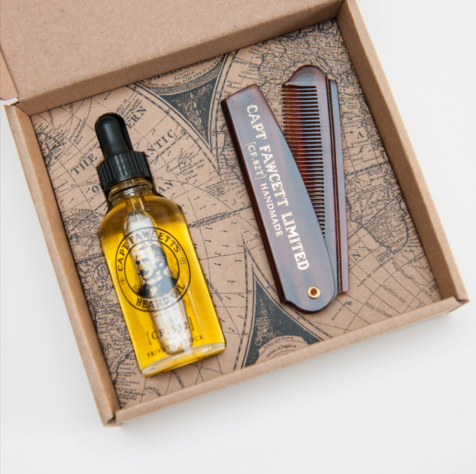 Captain Fawcett Private Stock Beard oil and Folding Comb Gift Set