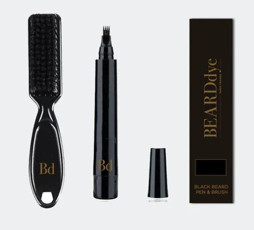 Beard Dye Black DIY Touch Up Kit - Brush & Pen
