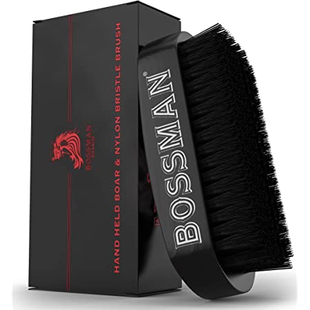 Bossman Brands Hand Held Boar & Nylon Bristle Brush - Military