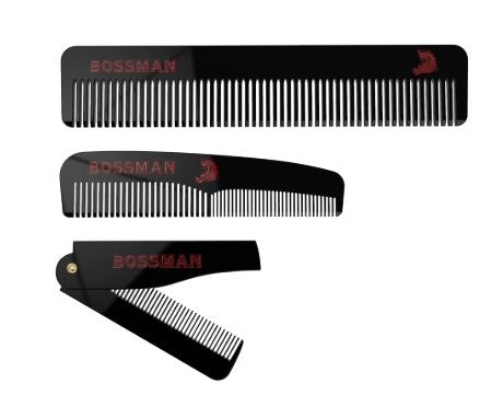 Bossman Brands Set of 3 Acetate Combs - Beard, Moustache and Hair