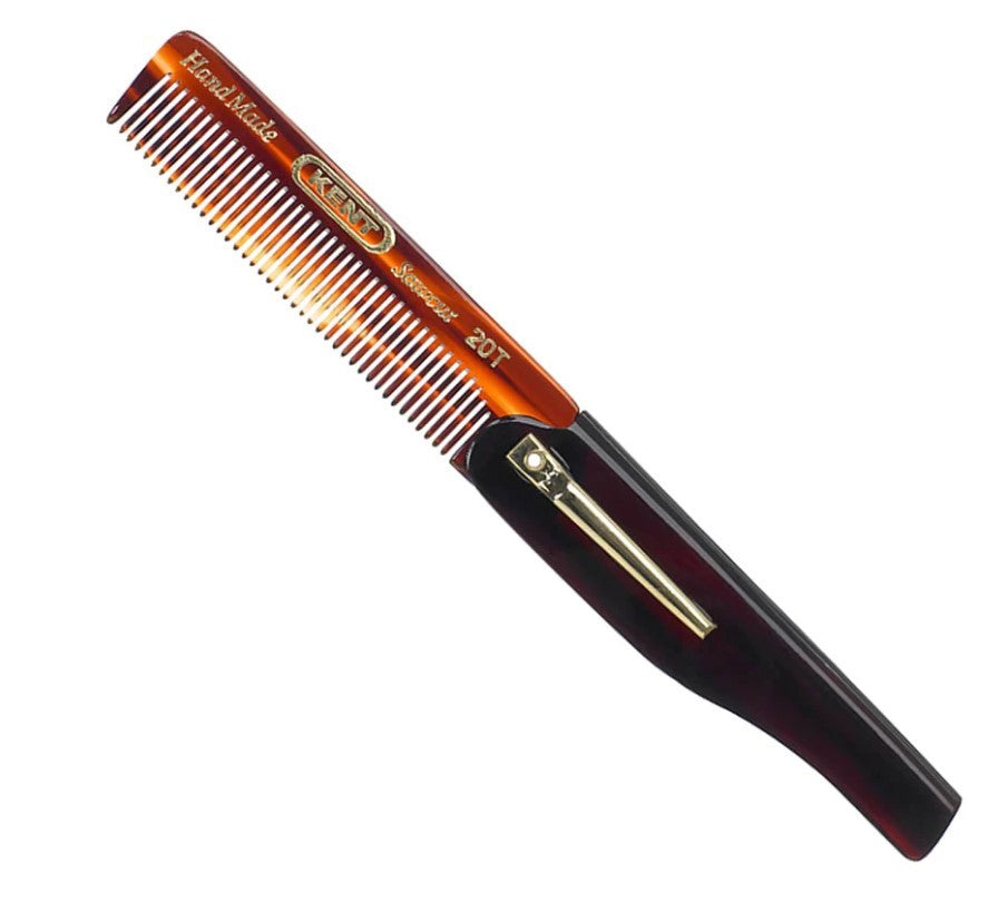 Kent Handmade 167mm Folding Pocket Comb with Clip